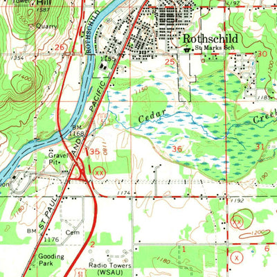 United States Geological Survey Wausau, WI (1963, 62500-Scale) digital map
