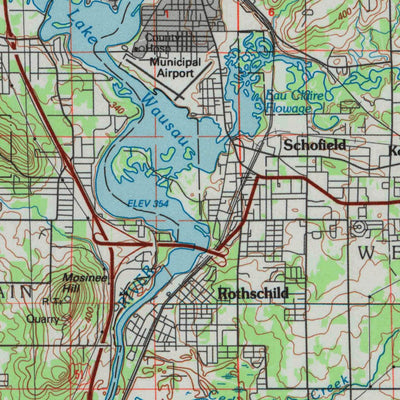 United States Geological Survey Wausau, WI (1984, 100000-Scale) digital map