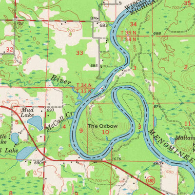 United States Geological Survey Wausaukee, WI-MI (1963, 62500-Scale) digital map