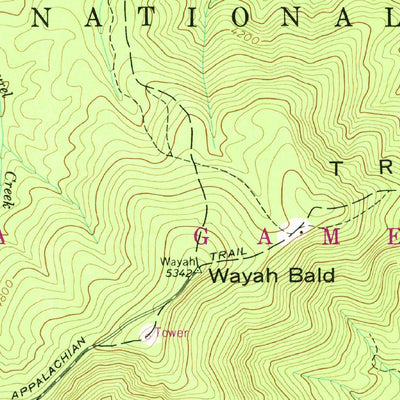 United States Geological Survey Wayah Bald, NC (1957, 24000-Scale) digital map