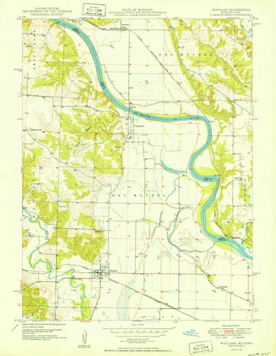 United States Geological Survey Wayland, MO-IA (1950, 24000-Scale) digital map