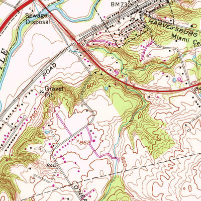 United States Geological Survey Waynesville, OH (1968, 24000-Scale) digital map