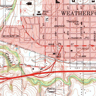 United States Geological Survey Weatherford, OK (1985, 24000-Scale) digital map