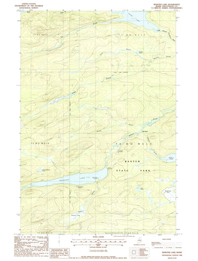 United States Geological Survey Webster Lake, ME (1988, 24000-Scale) digital map