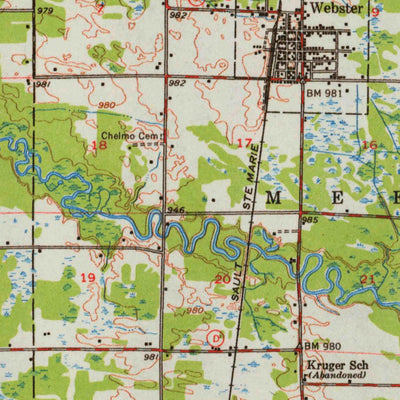 United States Geological Survey Webster, WI-MN (1955, 62500-Scale) digital map