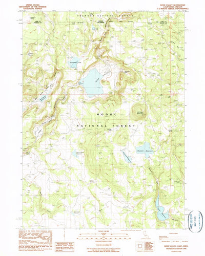 United States Geological Survey Weed Valley, CA-OR (1990, 24000-Scale) digital map