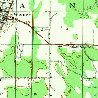 United States Geological Survey Weiner, AR (1939, 62500-Scale) digital map