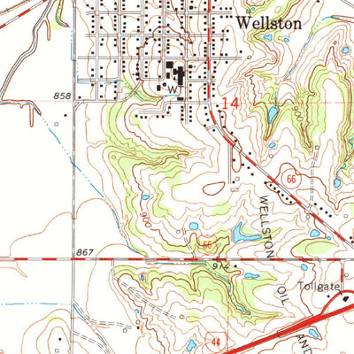 United States Geological Survey Wellston, OK (1966, 24000-Scale) digital map