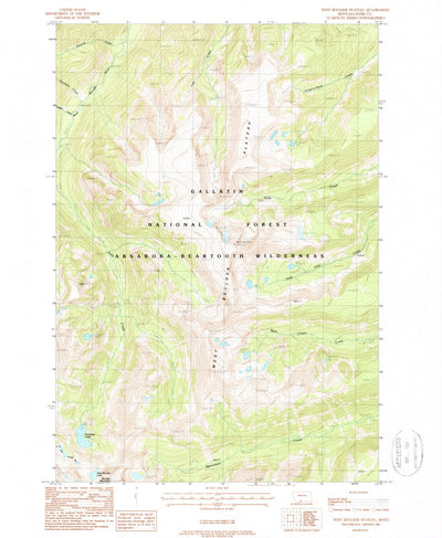 United States Geological Survey West Boulder Plateau, MT (1987, 24000-Scale) digital map