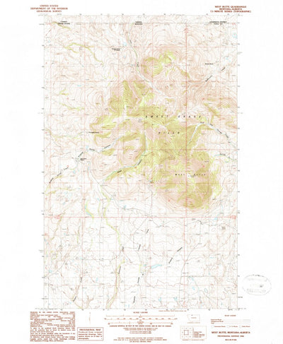 United States Geological Survey West Butte, MT (1986, 24000-Scale) digital map