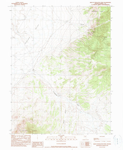 United States Geological Survey West Of Bellevue Peak, NV (1990, 24000-Scale) digital map