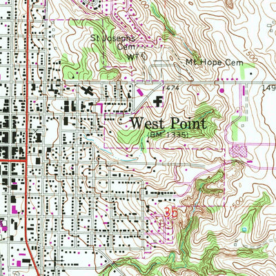 United States Geological Survey West Point, NE (1966, 24000-Scale) digital map