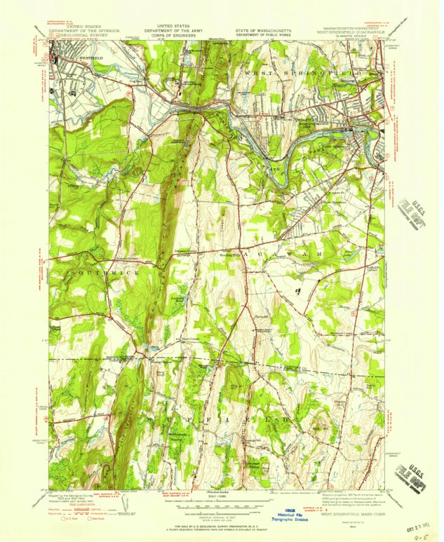 West Springfield, MA-CT (1944, 31680-Scale) Map by United States ...