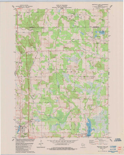 United States Geological Survey Westfield East, WI (1984, 24000-Scale) digital map