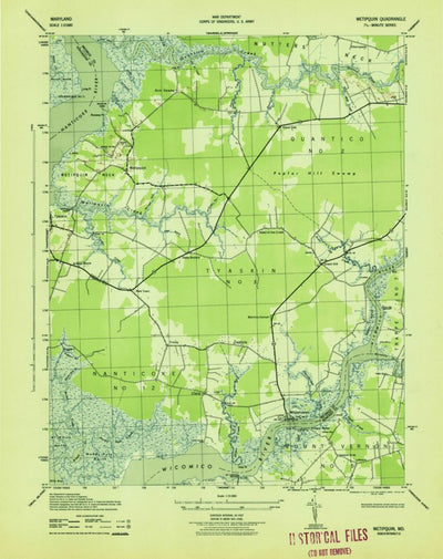 United States Geological Survey Wetipquin, MD (1943, 31680-Scale) digital map