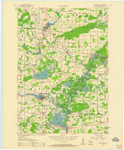 United States Geological Survey Weyauwega, WI (1956, 48000-Scale) digital map