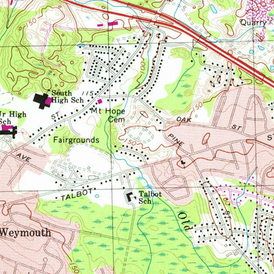 United States Geological Survey Weymouth, MA (1971, 25000-Scale) digital map