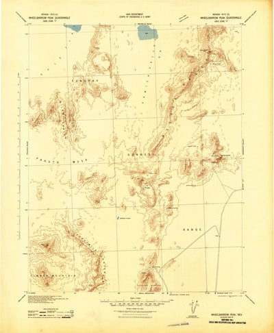 United States Geological Survey Wheelbarrow Peak, NV (1942, 125000-Scale) digital map