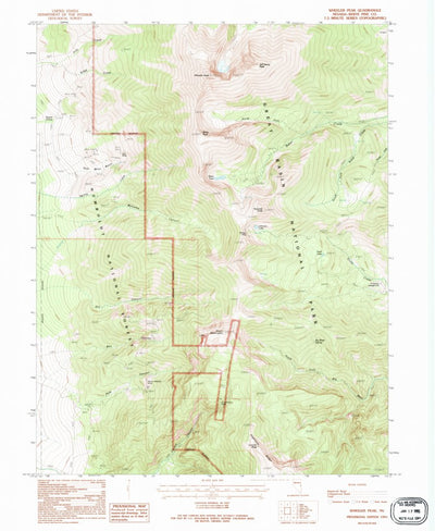 United States Geological Survey Wheeler Peak, NV (1990, 24000-Scale) digital map