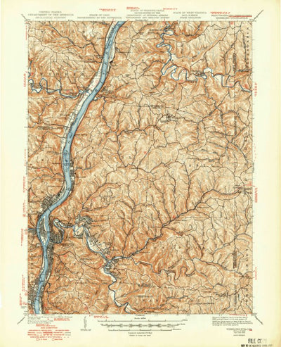 United States Geological Survey Wheeling, WV-OH-PA (1942, 62500-Scale) digital map