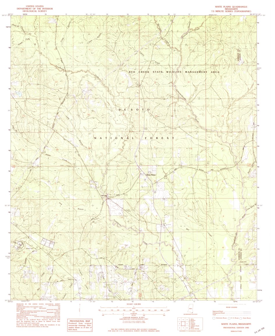 White Plains, MS (1982, 24000Scale) Map by United States Geological