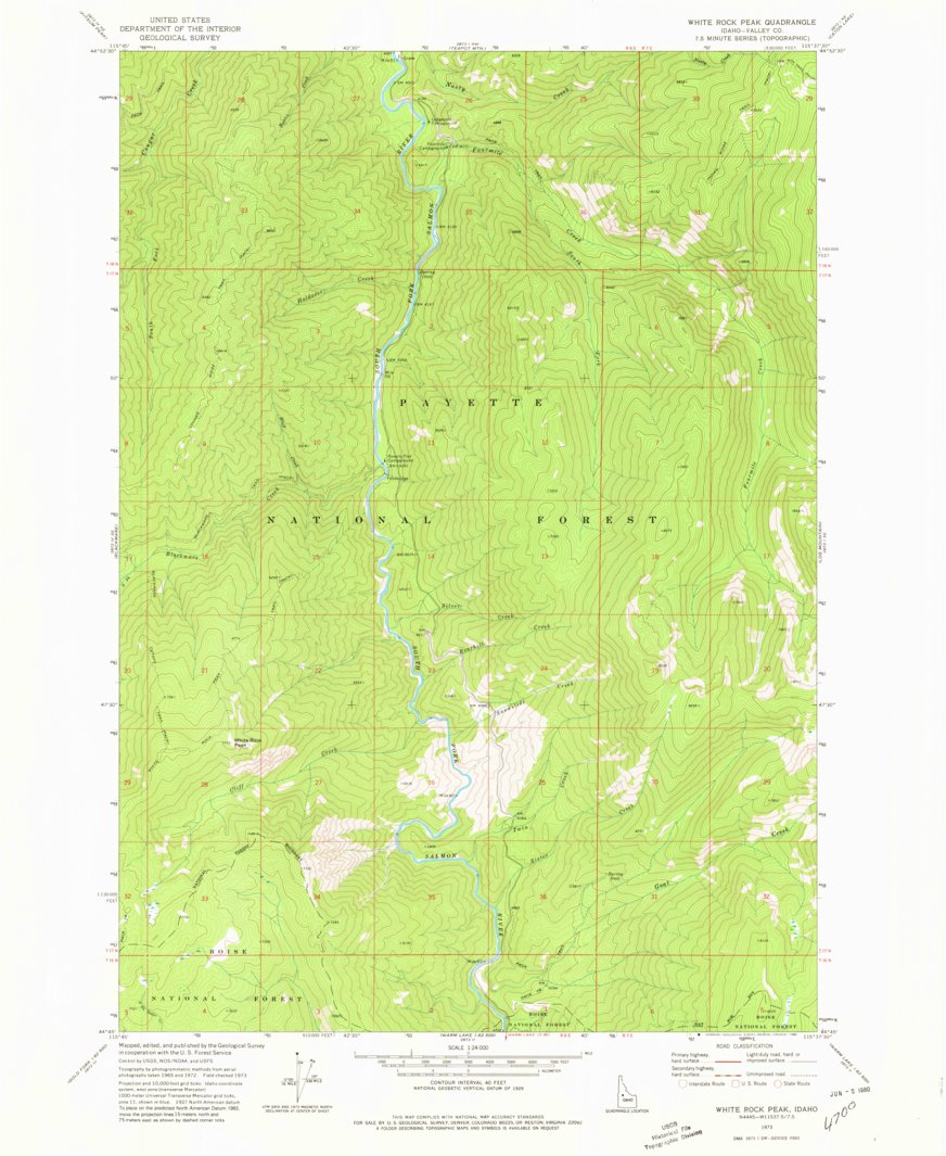 White Rock Peak, ID (1973, 24000-Scale) Map by United States Geological ...