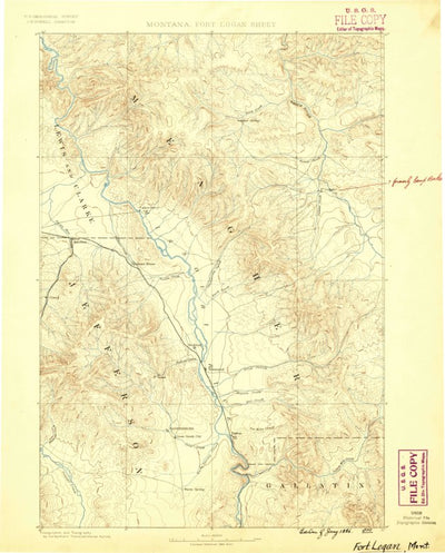 United States Geological Survey White Sulphur Springs W, MT (1886, 250000-Scale) digital map