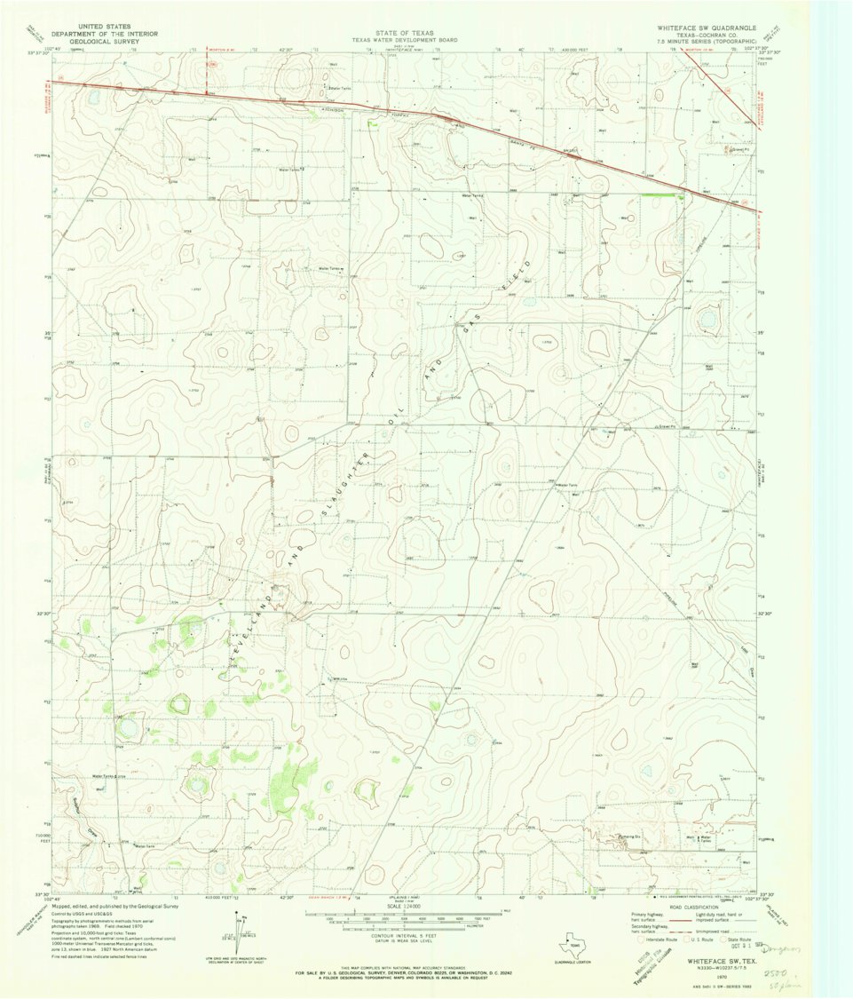 Whiteface SW, TX (1970, 24000-Scale) Map by United States Geological ...