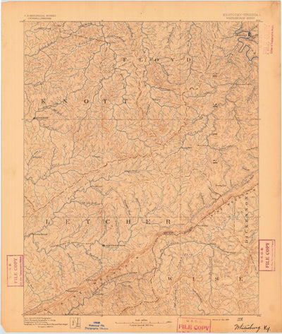 United States Geological Survey Whitesburg, KY (1890, 125000-Scale) digital map