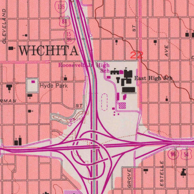 United States Geological Survey Wichita East, KS (1961, 24000-Scale) digital map