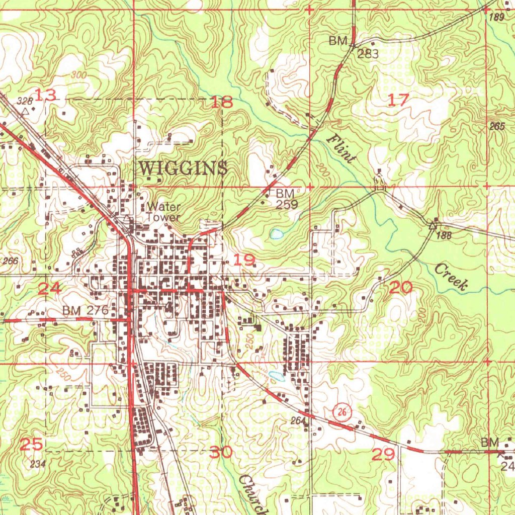 Wiggins, MS (1947, 62500Scale) Map by United States Geological Survey