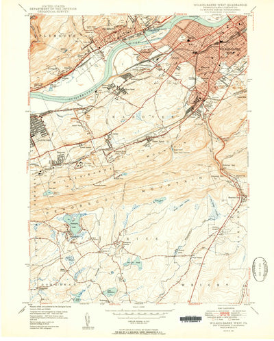 United States Geological Survey Wilkes-Barre West, PA (1950, 24000-Scale) digital map
