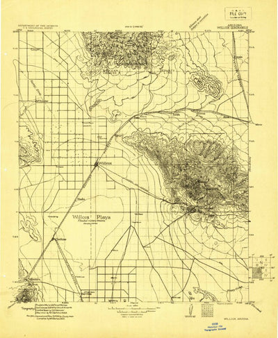 United States Geological Survey Willcox, AZ (1922, 125000-Scale) digital map