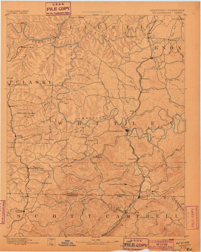 United States Geological Survey Williamsburg, KY-TN (1890, 125000-Scale) digital map