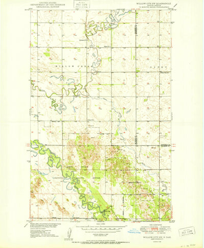 United States Geological Survey Willow City SW, ND (1950, 24000-Scale) digital map