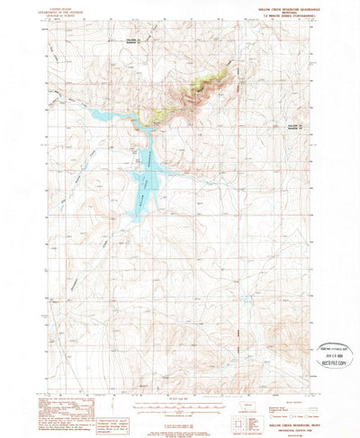 United States Geological Survey Willow Creek Reservoir, MT (1988, 24000-Scale) digital map