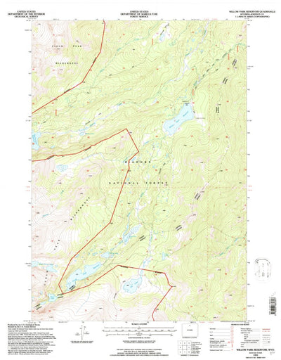 United States Geological Survey Willow Park Reservoir, WY (1993, 24000-Scale) digital map