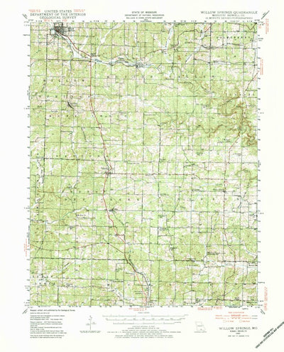 United States Geological Survey Willow Springs, MO (1945, 62500-Scale) digital map