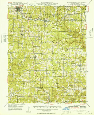 United States Geological Survey Willow Springs, MO (1948, 62500-Scale) digital map
