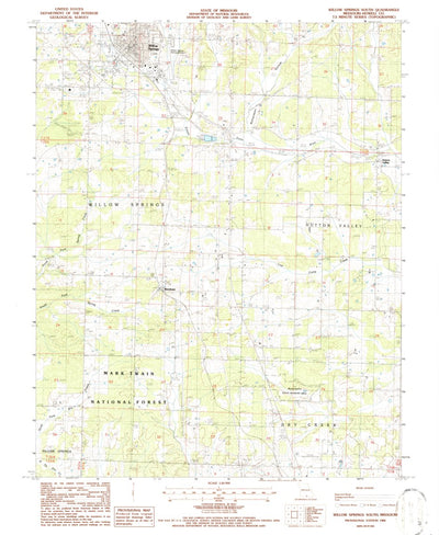 United States Geological Survey Willow Springs South, MO (1986, 24000-Scale) digital map