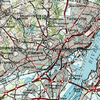 United States Geological Survey Wilmington, DE-NJ-PA-MD (1972, 250000-Scale) digital map