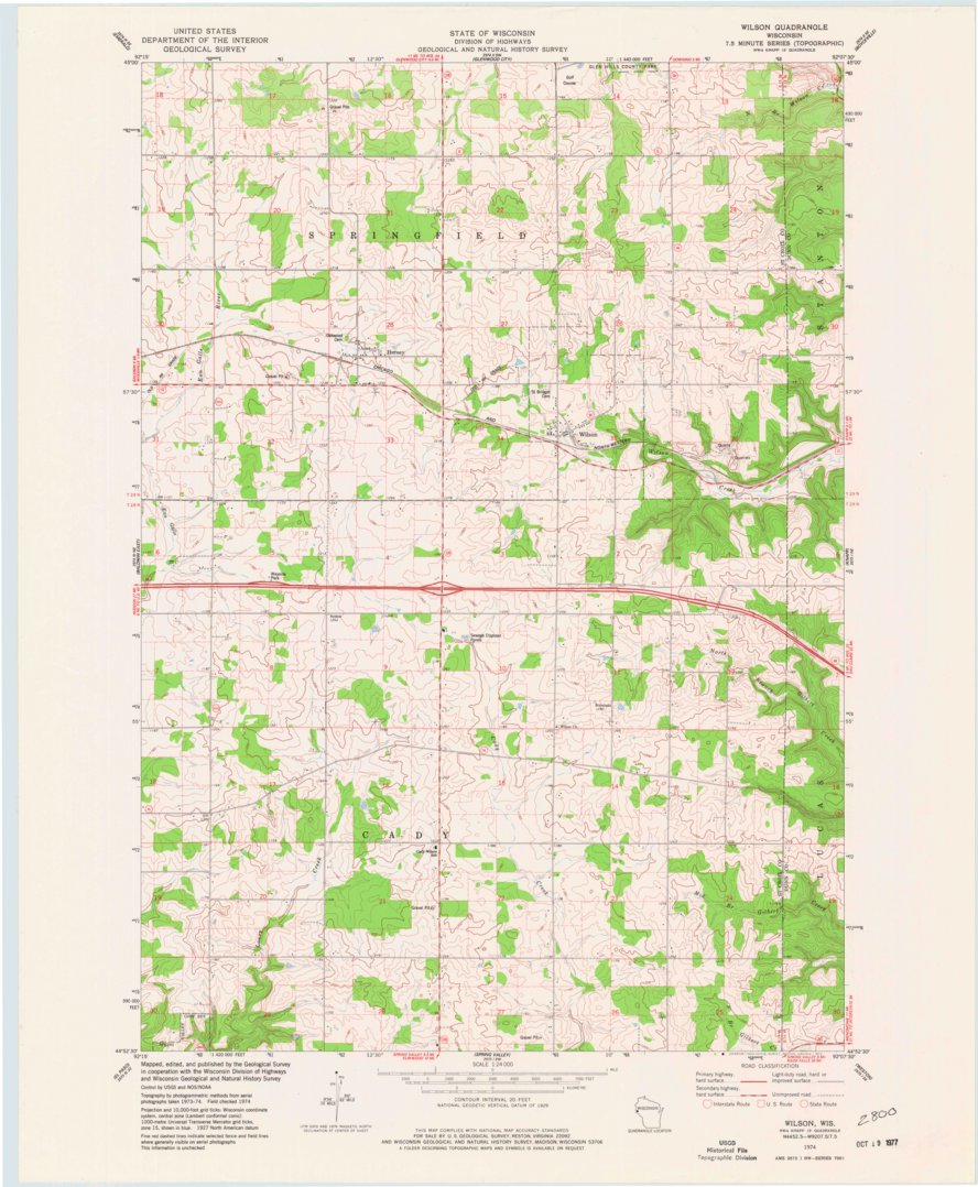 Wilson, WI (1974, 24000-Scale) Map by United States Geological Survey ...