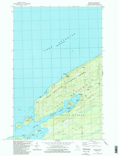 United States Geological Survey Windigo, MI (1985, 24000-Scale) digital map