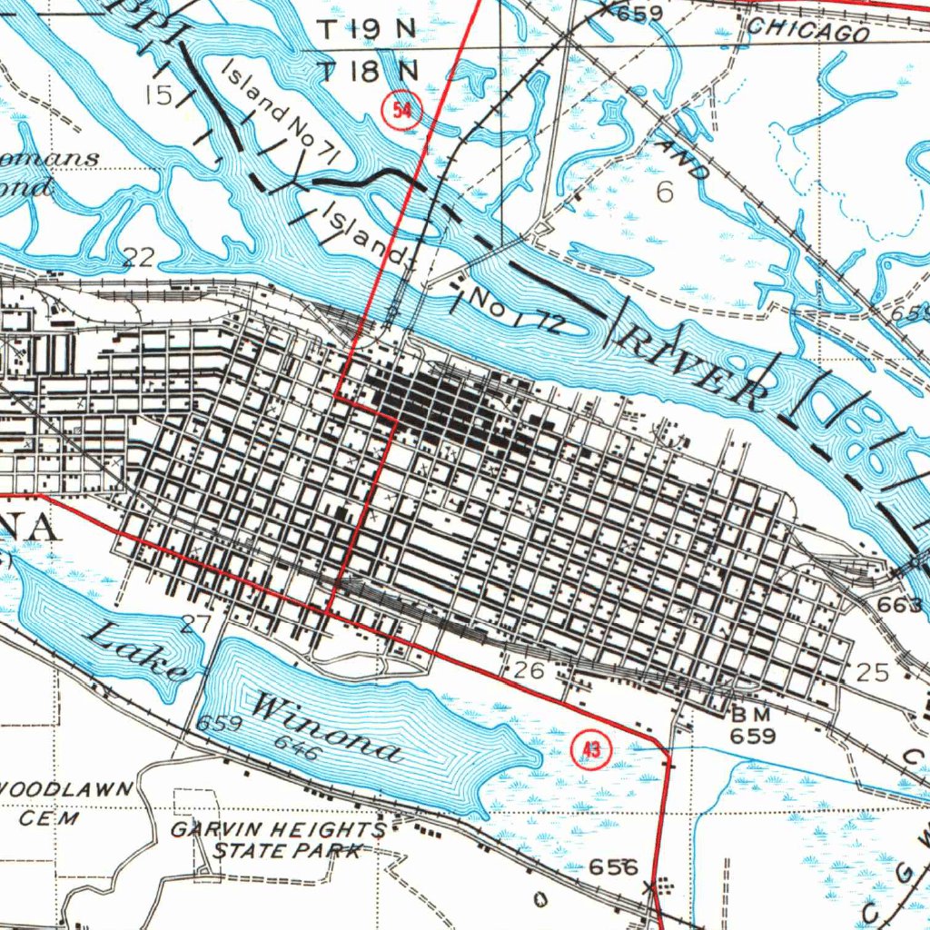 Winona, MN-WI (1934, 62500-Scale) Map by United States Geological