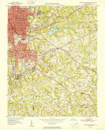 United States Geological Survey Winston-Salem East, NC (1951, 24000-Scale) digital map