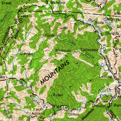 United States Geological Survey Winston-Salem, NC-VA-TN (1962, 250000-Scale) digital map