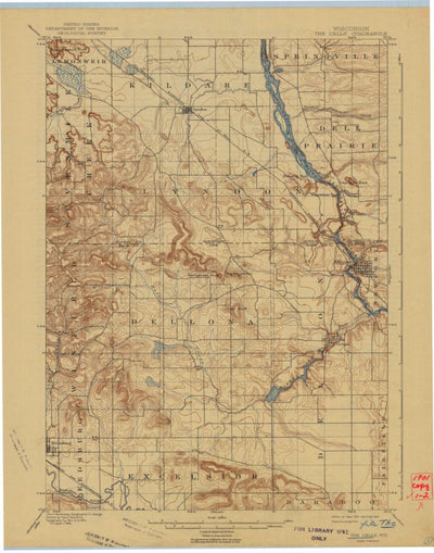 United States Geological Survey Wisconsin Dills, WI (1901, 62500-Scale) digital map