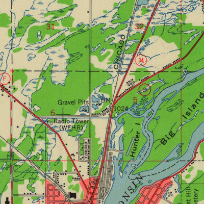 United States Geological Survey Wisconsin Rapids, WI (1957, 48000-Scale) digital map