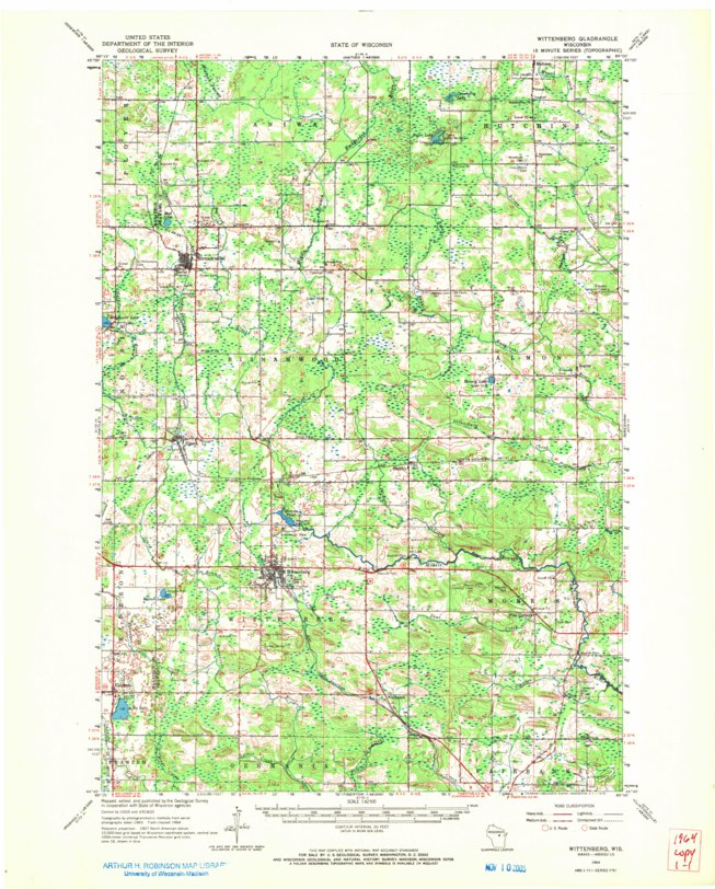 Wisconsin Map With Scale Wittenberg, WI (1964, 62500-Scale) Map by United States Geological ...