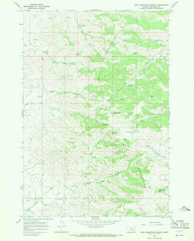 United States Geological Survey Wolf Mountain Lookout, MT (1967, 24000-Scale) digital map